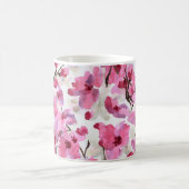 Rosa Kirsche blüht Wasserfarbe Nahtlos. Kaffeetasse (Mittel)