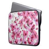 Rosa Kirsche blüht Wasserfarbe Nahtlos. Laptopschutzhülle (Vorderseite Links)