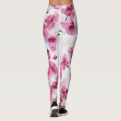 Rosa Kirsche blüht Wasserfarbe Nahtlos. Leggings (Rückseite)