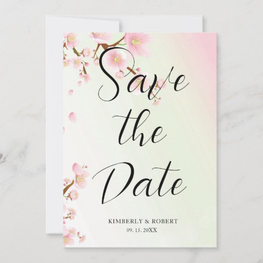 Rosa Kirsche Blume blühen Einladung (Vorderseite)