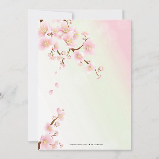 Rosa Kirsche Blume blühen Einladung (Rückseite)