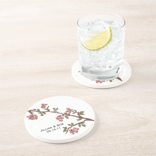 Rosa Kirsche Blüten Personalisierter Untersetzer (Seite)