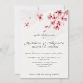 Rosa Kirsche Blüten Romantische Hochzeit Einladung (Vorderseite)