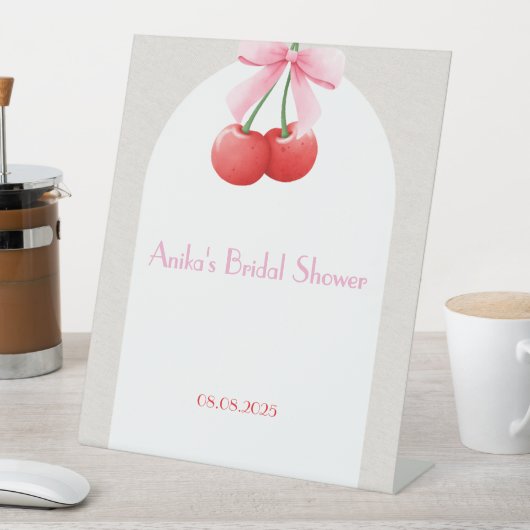 Rosa Kirsche Brautparty Sammlung Sockelschild (In Situ)