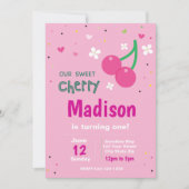 Rosa Kirsche Geburtstagsladung Einladung (Vorderseite)