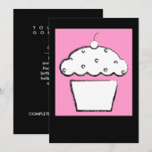 rosa Kirschkleiner kuchen Einladung (Vorne/Hinten)