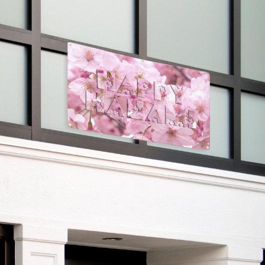 Rosa Kiry Blossom Japanisches Festival Happy Hanam Banner (Äußeres Gebäude)