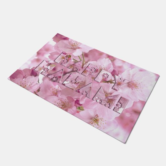 Rosa Kiry Blossom Japanisches Festival Happy Hanam Fußmatte (Schrägansicht)