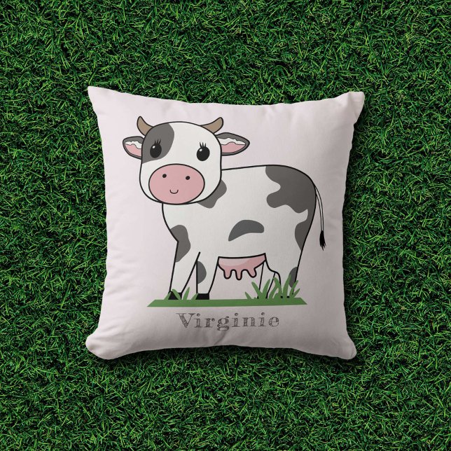 Rosa Kissen mit Niedlicher Kuh (Pink Pillow with a Cute Cow)