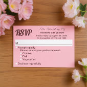 Rosa Klartext-Hochzeitsantwortkarte RSVP Karte