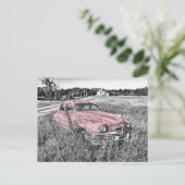 Rosa Klassiker Auto Postkarte (Stehend Vorderseite)