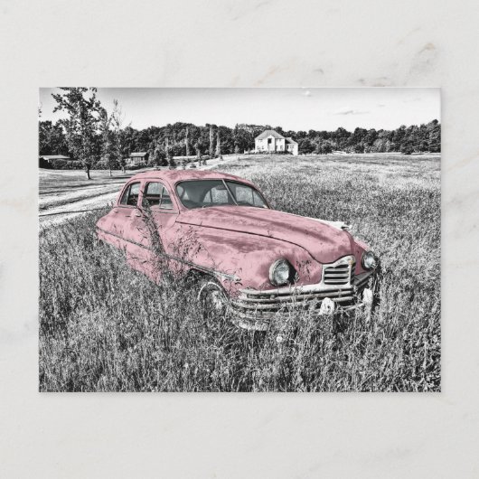 Rosa Klassiker Auto Postkarte (Vorderseite)