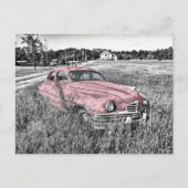 Rosa Klassikwagen Postkarte (Vorderseite)