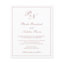 Rosa klassische elegante Budget-Hochzeitseinladung