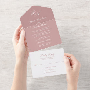 Rosa klassische elegante Hochzeit All In One Einladung