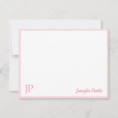 Rosa Klassische handgeschriebene Skriptmonogramm Mitteilungskarte (Vorderseite)