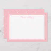 Rosa klassischer Rahmen Danke flatter Hinweis Mitteilungskarte (Vorne/Hinten)
