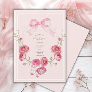 Rosa Klatschmohn Florale Vintage-Hochzeit Einladung