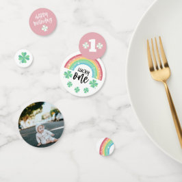 Rosa Klee Regenbogen Lucky Ein Foto 1. Geburtstag Konfetti