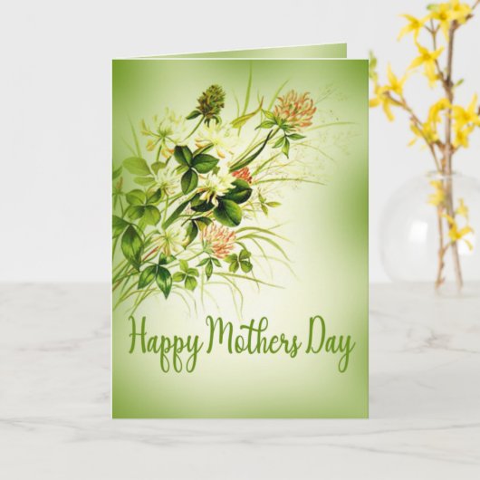 Rosa Klee Vintag glücklicher Muttertag Karte (Gelbe Blume)