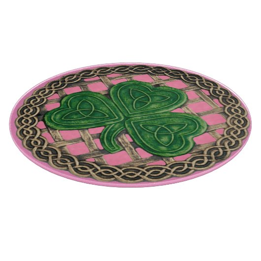 Rosa Kleeblatt auf der Keltenknochen-Schneideplatt Schneidebrett (Ecke)