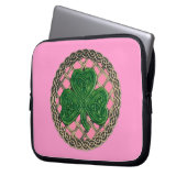 Rosa Kleeblatt auf keltischen Knochen Laptop-Sieb Laptopschutzhülle (Vorderseite Links)