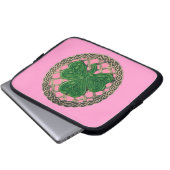 Rosa Kleeblatt auf keltischen Knochen Laptop-Sieb Laptopschutzhülle (Vorne Knopf)
