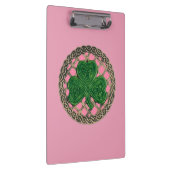 Rosa Kleeblatt auf keltischen Knochen Zwischenabla Klemmbrett (Rechts)