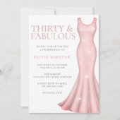 Rosa Kleid 30. Geburtstag Party Einladung (Vorderseite)