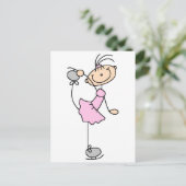 Rosa Kleid Abbildung Skater T - Shirt und Geschenk Postkarte (Stehend Vorderseite)