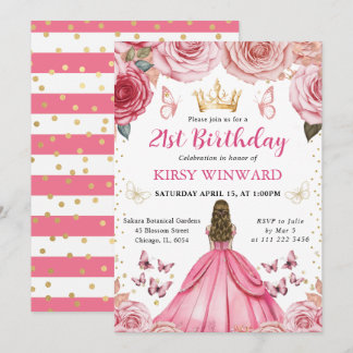 Rosa Kleid Blonde Princess Birthday Einladung