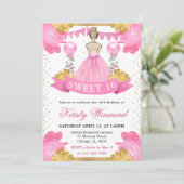 Rosa Kleid Blonde Prinzessin Sweet 16 Einladung (Stehend Vorderseite)