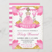 Rosa Kleid Blonde Prinzessin Sweet 16 Einladung (Vorne/Hinten)