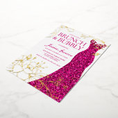 Rosa Kleid Blumenbrunch Bubbly Brautparty Gold Folieneinladung (Gedreht)