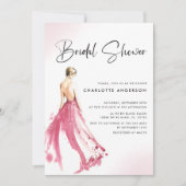 Rosa Kleid Brautdusche Einladung (Vorderseite)