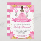 Rosa Kleid Dark Skin Princess Quinceanera Einladung (Vorne/Hinten)