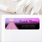 Rosa Kleid, Glitzer Bokeh, Schwarzes Adressetikett (Insitu)