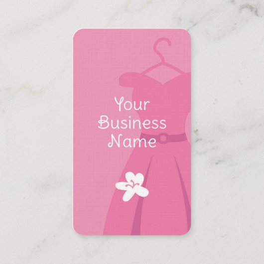 Rosa Kleid mit vertikaler Visitenkarte für Blume (Rückseite)