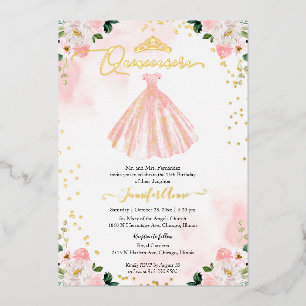 Rosa Kleid Quinceanera  Folieneinladung