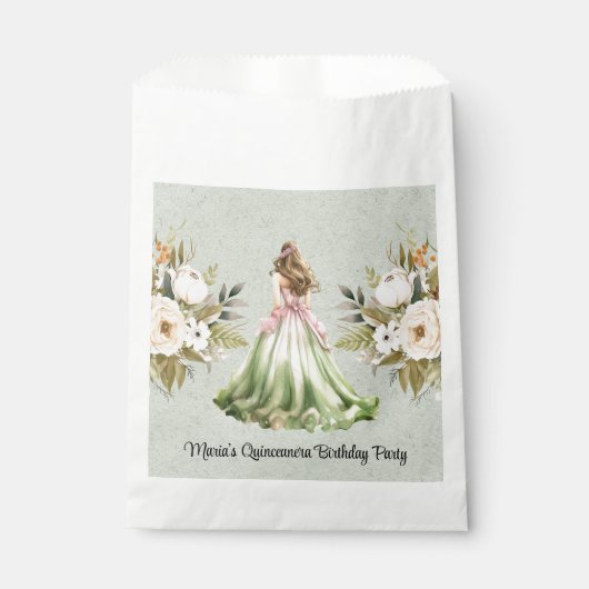 Rosa Kleid Quinceanera Geburtstagsparty Geschenktütchen (Vorderseite)