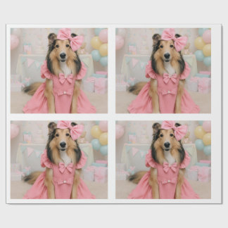 Rosa Kleid Sheltie Geschenkpapier