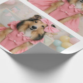 Rosa Kleid Sheltie Geschenkpapier (Ecke)