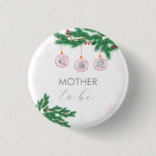 Rosa Kleider Ornamente Mutter zu sein Baby Shower Button