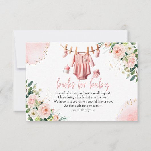 Rosa Kleidungsbücher für die Babykarte (Vorderseite)