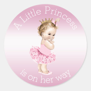 Rosa kleine Babyparty Prinzessin-Ballerina Runder Aufkleber