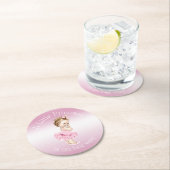 Rosa kleine Babyparty Prinzessin-Ballerina Runder Pappuntersetzer (Vor Ort)