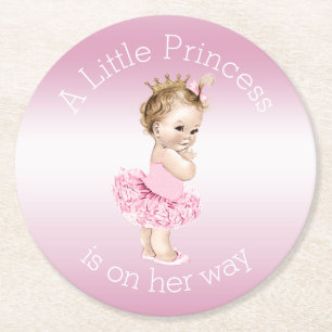 Rosa kleine Babyparty Prinzessin-Ballerina Runder Pappuntersetzer