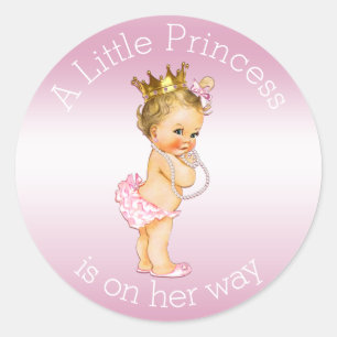 Rosa kleine Babyparty Prinzessin-Pearls Runder Aufkleber