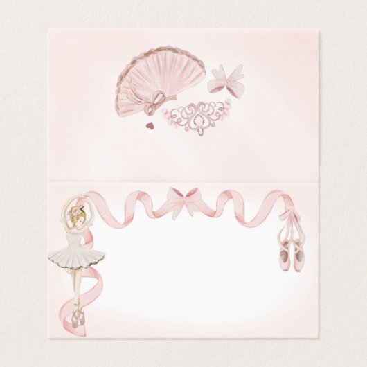 Rosa Kleine Ballerina Platzkarte Party Dekoration (Außenseite Aufgefaltet)