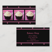 Rosa kleine Kuchen auf schwarzen Visitenkarten Visitenkarte (Vorne/Hinten)